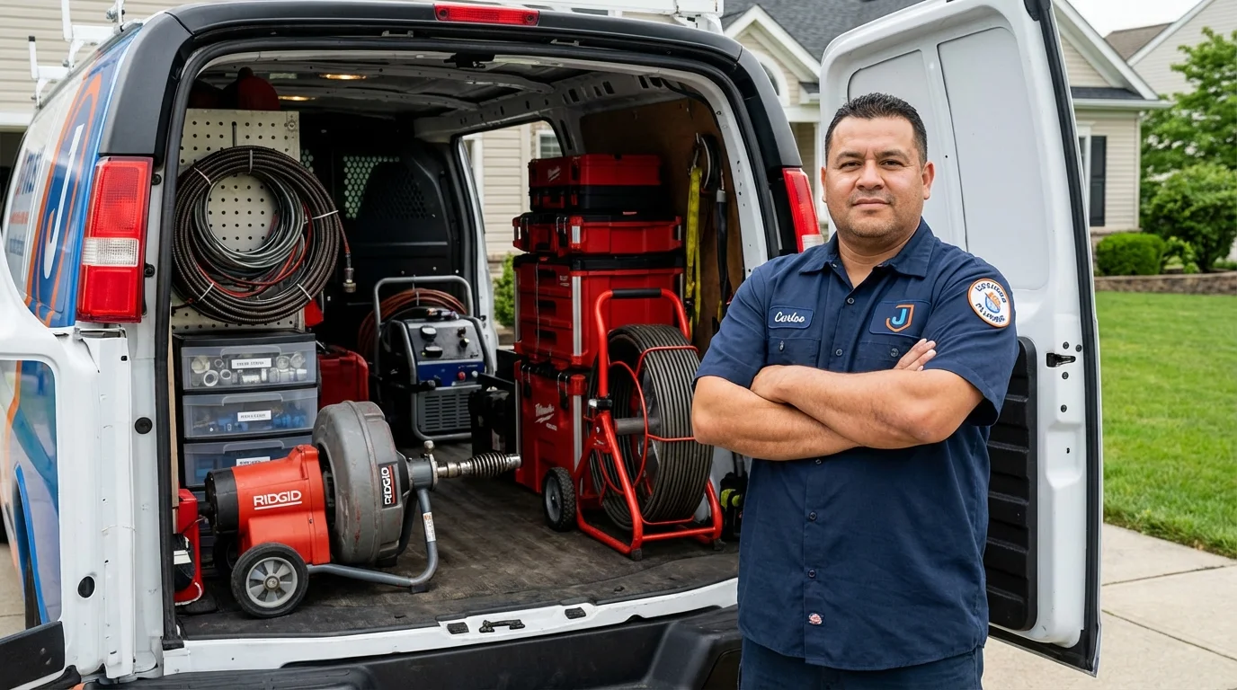 Professional drain cleaning equipment and Johns Plumbing LLC plumber in Leland