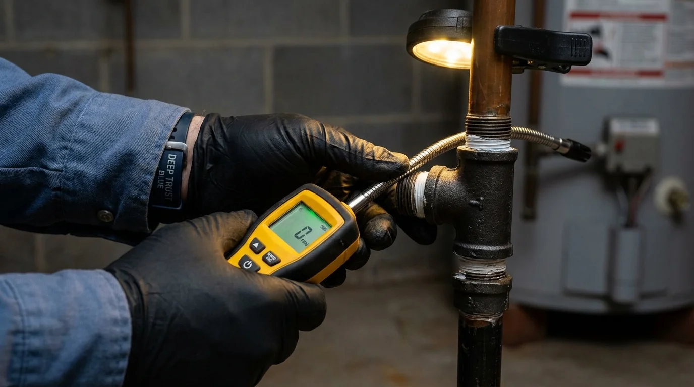 Gas leak detection with electronic sniffer by Johns Plumbing LLC in Leland