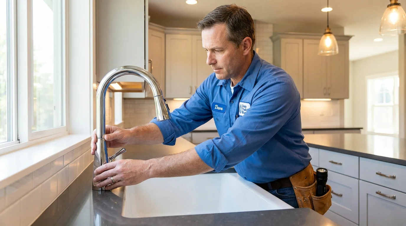 Kitchen faucet installation by Johns Plumbing LLC in Leland